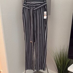 NWOT Michael Kors Wide Leg High Waist Navy and White Striped Pants